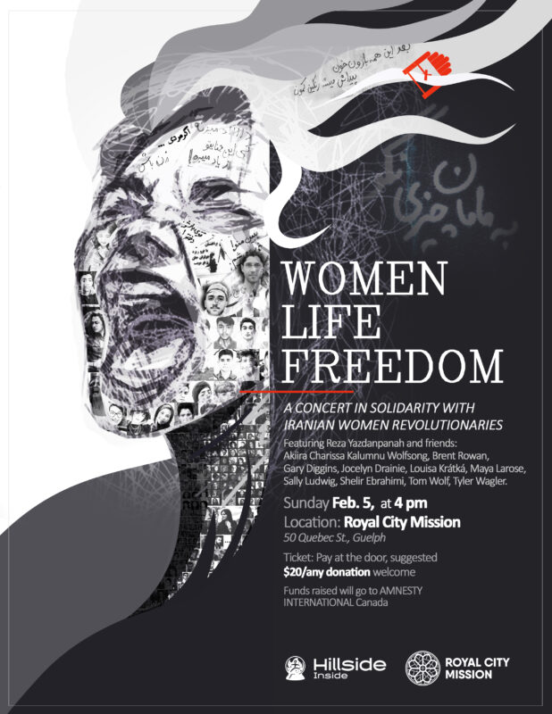 Women, Life, Freedom. A concert in solidarity with Iranian women revolutionaries. Featuring Reza Yazdanpanah and friends.