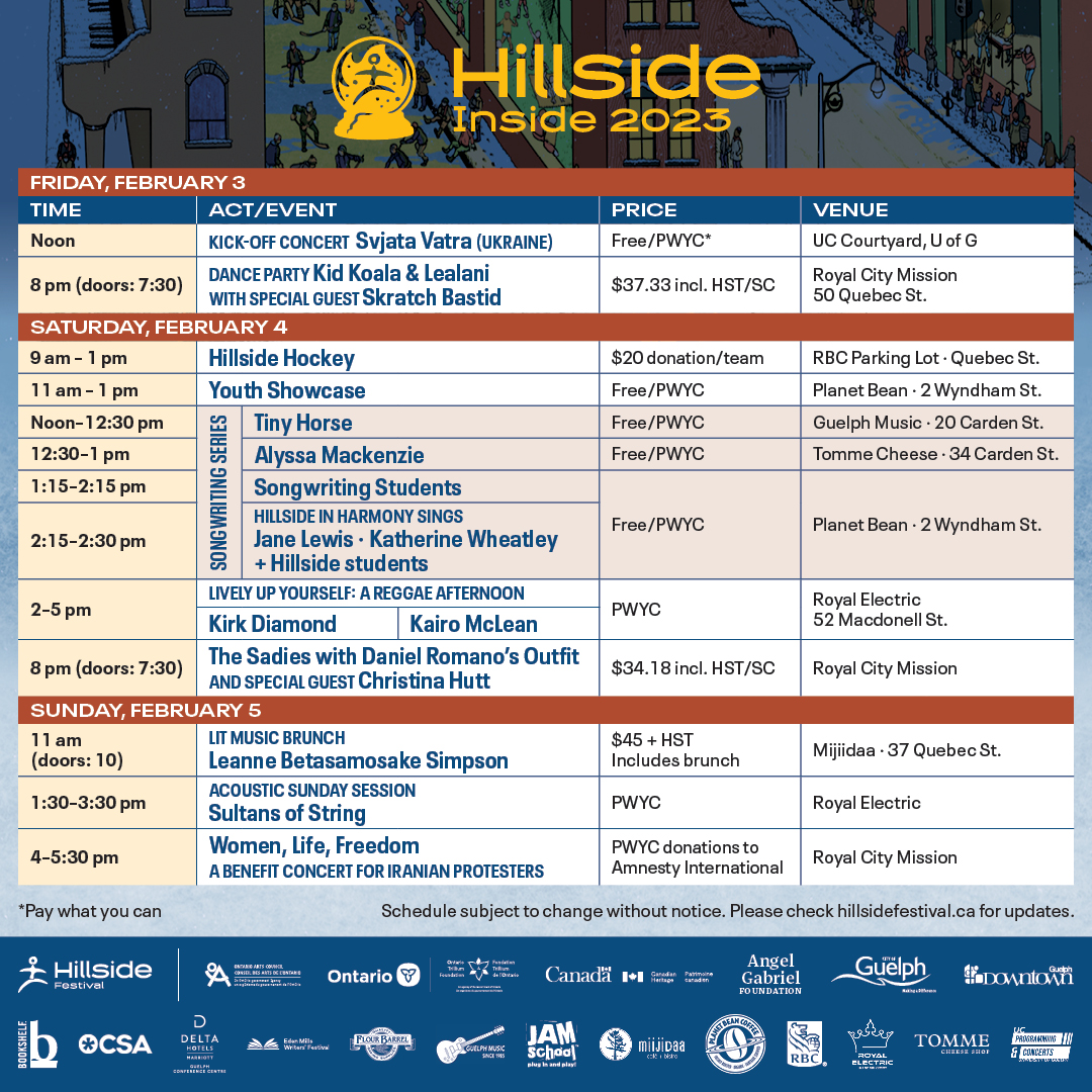 Hillside Inside 2023 Schedule